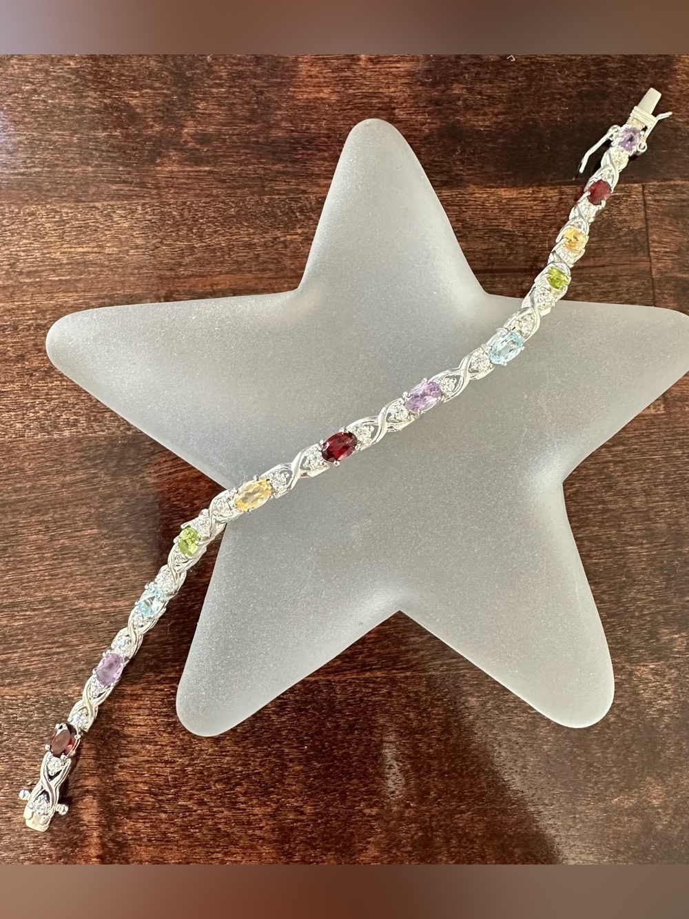 Dee Berkeley Jewelry semi-precious stone tennis bracelet, 7.5in